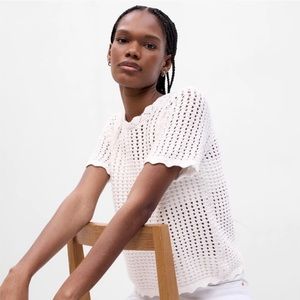 NWT GAP white crochet crewneck top.